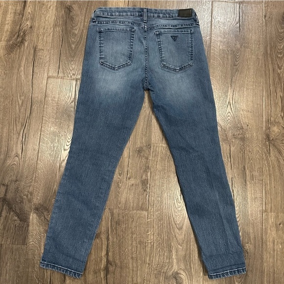 Guess Jeans Vintage 90s Womens Tapered Mid Rise Distressed 29 Medium Wash - Picture 12 of 16
